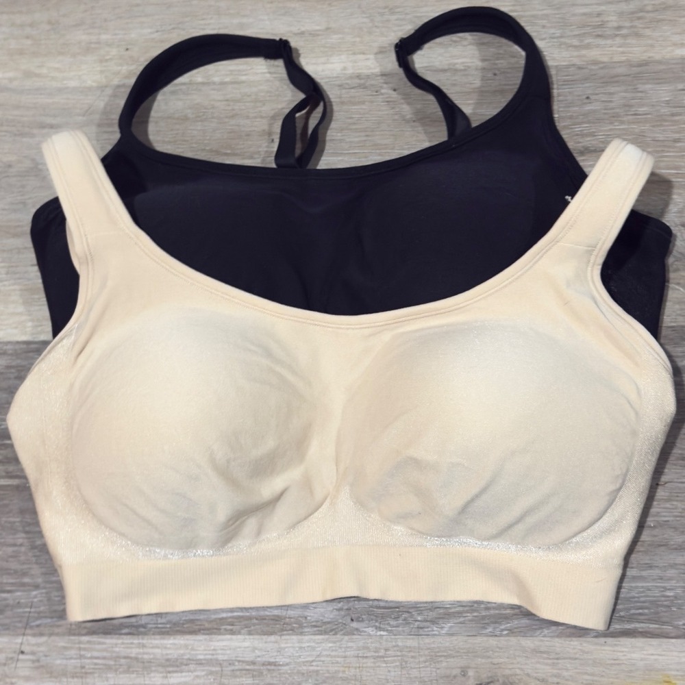 Truekind XL Wireless Comfort Bras Set of 2 Black Beige One NWT Full Coverage